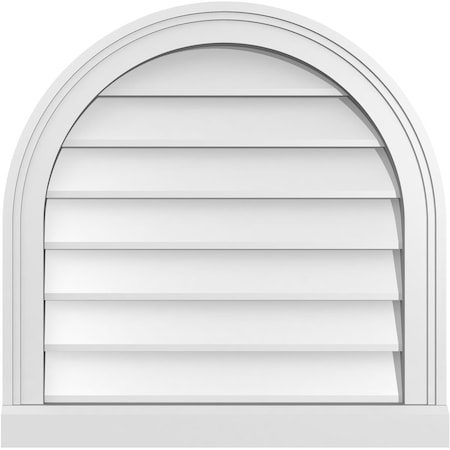 Ekena Millwork Round Top Surface Mount PVC Gable Vent w/ 2"W x 2"P Brickmould Sill Frame, 22"W x 22"H GVPRT22X2203SN